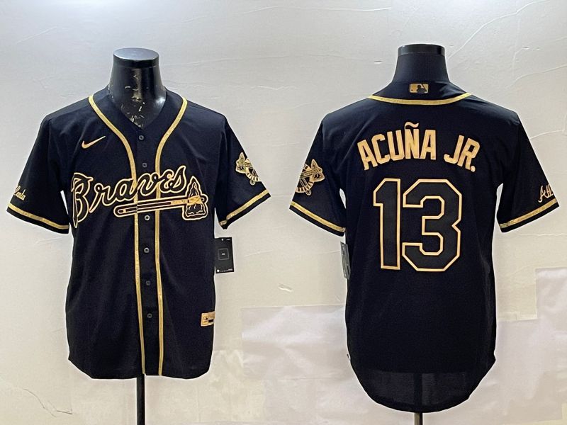 Men Atlanta Braves #13 Acuna jr Black Game 2025 Nike MLB Jersey style 3